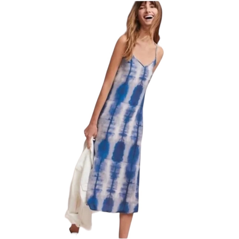 Anthropologie Seen Worn Kept dress - blue 100% silk - size 10